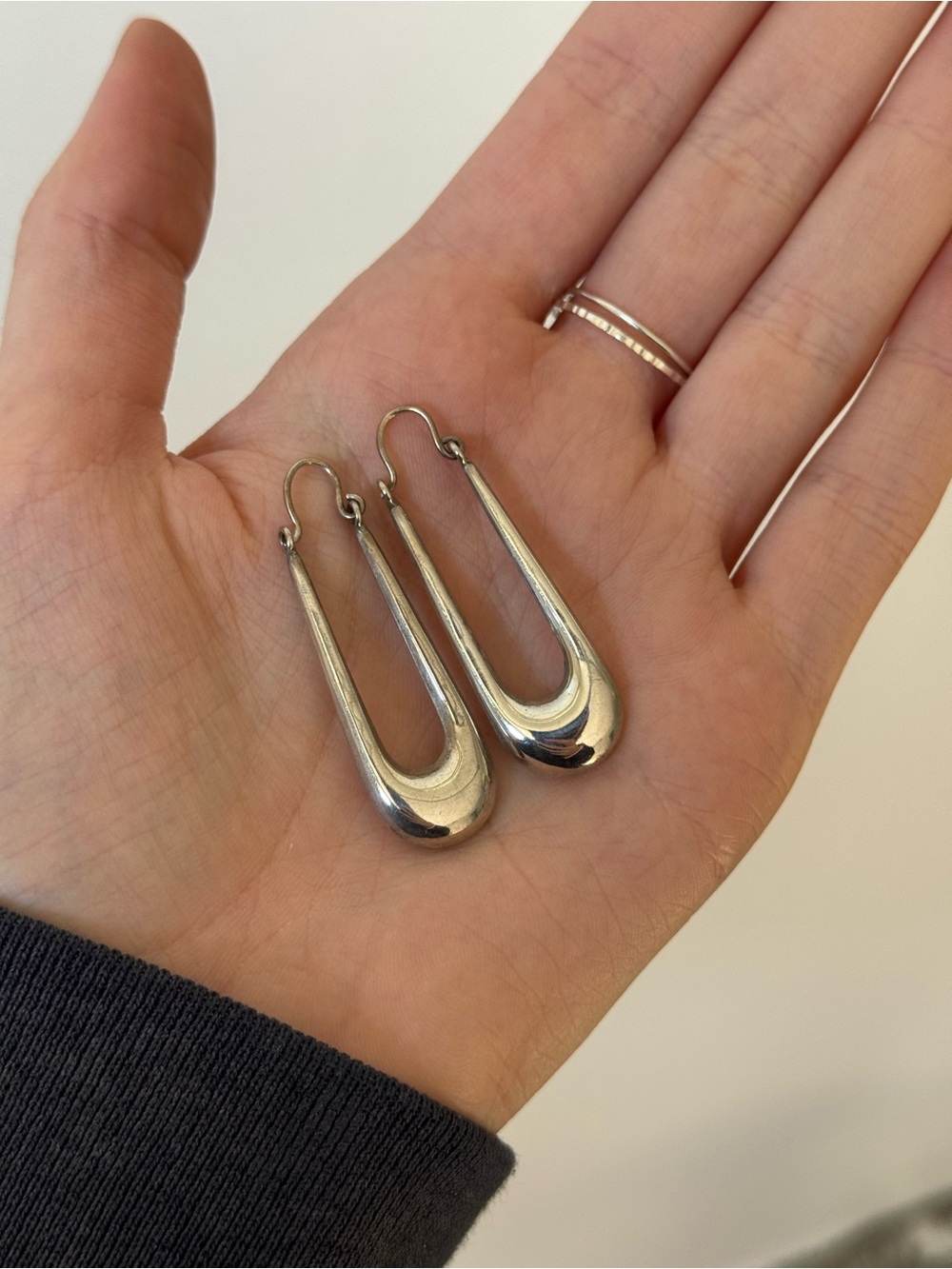 Sterling Silver Teardrop Hoop Dangle Earrings